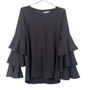 Oso casuals Ruffles long sleeve boho blouse with tie details in back size small